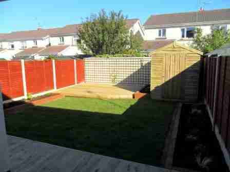 Landscaping a rear garden design makeover & decking, Inse Bay, Laytown, co.Meath