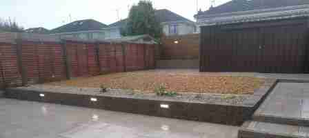 Terraced Garden Porcelain Paving, Burren Walling Raised beds, Millmount Drogheda co.Louth