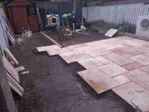 Sandstone Patio being laid work in progress